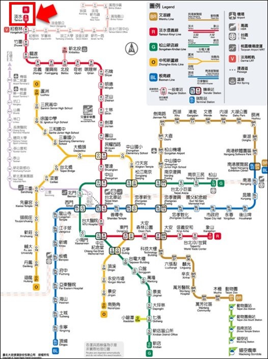 台湾_淡水_MRT駅の場所